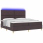 vidaXL Letto Box Spring con Materasso & LED Marrone Scuro 200x200 cm Tessuto vidaXL Letto Box Spring con Materasso & LED Marrone Scuro 200x200 cm Tessuto