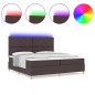 vidaXL Letto Box Spring con Materasso & LED Marrone Scuro 200x200 cm Tessuto vidaXL Letto Box Spring con Materasso & LED Marrone Scuro 200x200 cm Tessuto