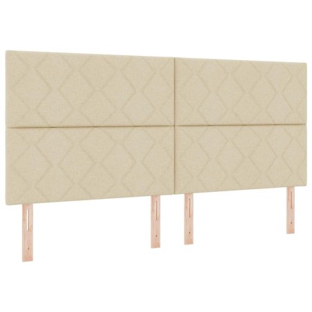 vidaXL Letto con Box Spring e Materasso & LED panna 200x200 cm in tessuto