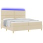 vidaXL Letto con Box Spring e Materasso & LED panna 200x200 cm in tessuto