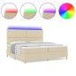 vidaXL Letto con Box Spring e Materasso & LED panna 200x200 cm in tessuto