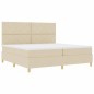 vidaXL Letto con Box Spring e Materasso & LED panna 200x200 cm in tessuto
