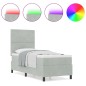 vidaXL Letto Box Spring con Materasso e Luce LED Grigio Chiaro 80x200 cm Velluto vidaXL Letto Box Spring con Materasso e Luce LED Grigio Chiaro 80x200 cm Velluto