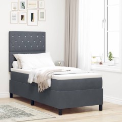 vidaXL Letto a Rete con Materasso e LED Grigio Scuro 80x200 cm Velluto