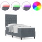vidaXL Letto a Rete con Materasso e LED Grigio Scuro 80x200 cm Velluto