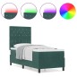 vidaXL Letto con Rete a Molle e Materasso & LED Verde Scuro 80x200 cm Velluto