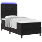 Letto Box Spring vidaXL con Materasso e LED Nero 90x190 cm Velluto