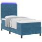 vidaXL Letto a Barriera con Materasso & LED Blu Scuro 90x190 cm Velluto vidaXL Letto a Barriera con Materasso & LED Blu Scuro 90x190 cm Velluto