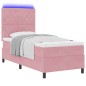 letto a doghe vidaXL con materasso e LED rosa 90x190 cm in velluto
