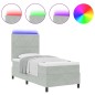 vidaXL Letto a Box con Materasso e Luce LED Grigio Chiaro 90x200 cm in Velluto vidaXL Letto a Box con Materasso e Luce LED Grigio Chiaro 90x200 cm in Velluto