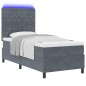 vidaXL Letto Box Spring con Materasso e LED Grigio Scuro 90x200 cm Velluto vidaXL Letto Box Spring con Materasso e LED Grigio Scuro 90x200 cm Velluto