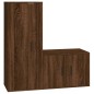 Set Mobili Porta TV 2 pz Rovere Marrone in Legno Multistrato Set Mobili Porta TV 2 pz Rovere Marrone in Legno Multistrato