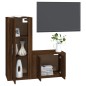 Set Mobili Porta TV 2 pz Rovere Marrone in Legno Multistrato Set Mobili Porta TV 2 pz Rovere Marrone in Legno Multistrato