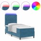 vidaXL Letto Box Spring con Materasso & LED Blu Scuro 100x200 cm Velluto
