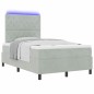 vidaXL Letto a Box Spring con Materasso e Luce LED Grigio Chiaro 120x200 cm Velluto