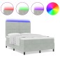 vidaXL Letto a Rete con Materasso e Luce LED Grigio Chiaro 140x190 cm Velluto