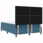 Letto a box spring con materasso e LED blu scuro 140x190 cm in velluto