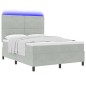 vidaXL Letto Box Spring con Materasso e Luce LED Grigio Chiaro 140x200 cm Velluto