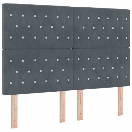 vidaXL Letto con Rete a Doghe e Materasso & LED Grigio Scuro 140x200 cm Velluto