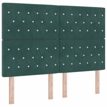 vidaXL Letto a Rete con Materasso e LED Verde Scuro 140x200 cm Velluto