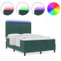 vidaXL Letto a Rete con Materasso e LED Verde Scuro 140x200 cm Velluto vidaXL Letto a Rete con Materasso e LED Verde Scuro 140x200 cm Velluto