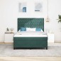 vidaXL Letto a Rete con Materasso e LED Verde Scuro 140x200 cm Velluto vidaXL Letto a Rete con Materasso e LED Verde Scuro 140x200 cm Velluto