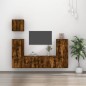 Set di Mobili Porta TV 5 pz Rovere Fumo in Legno Multistrato Set di Mobili Porta TV 5 pz Rovere Fumo in Legno Multistrato