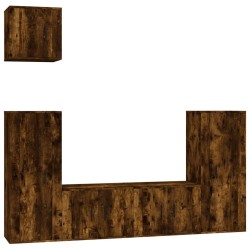 Set di Mobili Porta TV 5 pz Rovere Fumo in Legno Multistrato