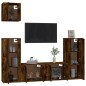 Set di Mobili Porta TV 5 pz Rovere Fumo in Legno Multistrato Set di Mobili Porta TV 5 pz Rovere Fumo in Legno Multistrato