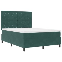 Letto a Rete con Materasso e LED verde scuro 160x200 cm in Velluto
