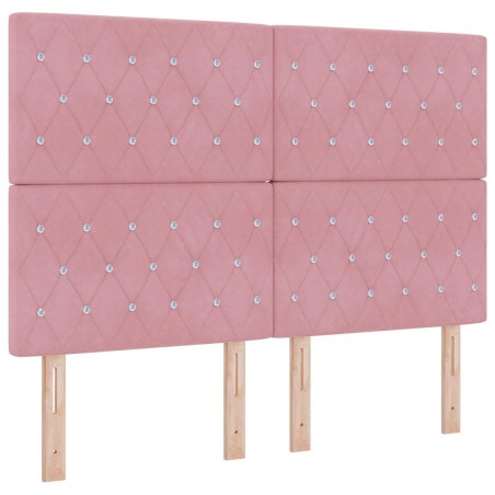 Letto Box Spring vidaXL con Materasso e LED Rosa 160x200 cm in Velluto