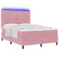 Letto Box Spring vidaXL con Materasso e LED Rosa 160x200 cm in Velluto