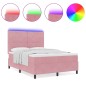 Letto Box Spring vidaXL con Materasso e LED Rosa 160x200 cm in Velluto
