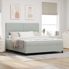 vidaXL Letto a Box Spring con Materasso e Luce LED Grigio Chiaro 180x200 cm Velluto