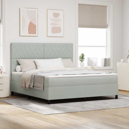 vidaXL Letto a Box Spring con Materasso e Luce LED Grigio Chiaro 180x200 cm Velluto