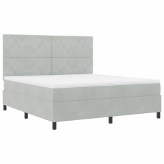 vidaXL Letto a Box Spring con Materasso e Luce LED Grigio Chiaro 180x200 cm Velluto