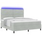 vidaXL Letto a Box Spring con Materasso e Luce LED Grigio Chiaro 180x200 cm Velluto