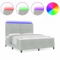 vidaXL Letto a Box Spring con Materasso e Luce LED Grigio Chiaro 180x200 cm Velluto