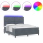 vidaXL Letto Box Spring con Materasso e LED Grigio Scuro 180x200 cm Velluto