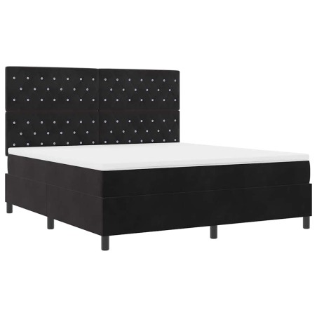 Letto a Molletta vidaXL con Materasso e LED Nero 180x200 cm Velluto