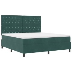 vidaXL Letto a Molle con Materasso e LED Verde Scuro 180x200 cm Velluto