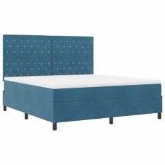 Letto a doghe vidaXL con materasso e LED Blu scuro 180x200 cm in velluto