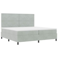vidaXL Letto Box Spring con Materasso e Luce LED Grigio Chiaro 200x200 cm Velluto