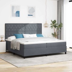 vidaXL Letto a Box con Materasso e LED Grigio Scuro 200x200 cm in Velluto