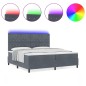 vidaXL Letto a Box con Materasso e LED Grigio Scuro 200x200 cm in Velluto vidaXL Letto a Box con Materasso e LED Grigio Scuro 200x200 cm in Velluto
