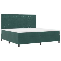 Letto a A molle con materasso e LED Verde scuro 200x200 cm Velluto