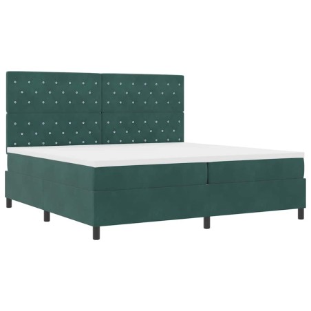 Letto a A molle con materasso e LED Verde scuro 200x200 cm Velluto