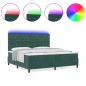 Letto a A molle con materasso e LED Verde scuro 200x200 cm Velluto