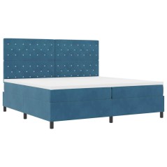 Letto a box spring vidaXL con materasso e LED blu scuro 200x200 cm in velluto