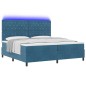 Letto a box spring vidaXL con materasso e LED blu scuro 200x200 cm in velluto